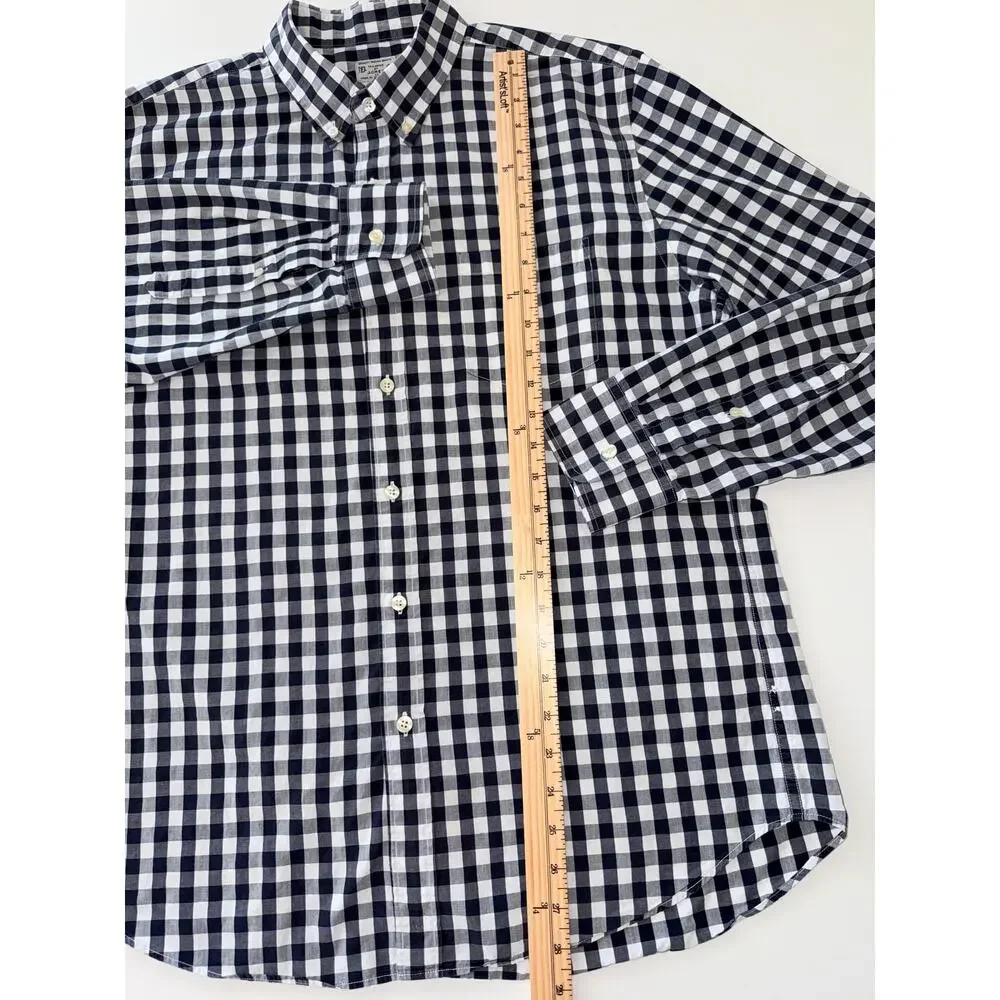 J.Crew Tailored Fit Shirt Men's L Black White Gingham 100% Cotton Button Down